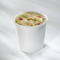 clam chowder in take out cup - junk food stock pictures, royalty-free photos & images