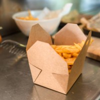 classic french fries on a box - junk food stock pictures, royalty-free photos & images