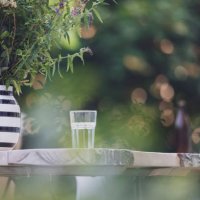 close-up of a flower vase on a table. decoration service. garden party, summer festival, wedding. - garden decoration stock pictures, royalty-free photos & images