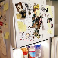 close-up of decorated refrigerator - home decoration stock pictures, royalty-free photos & images