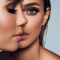 close-up portrait of two beautiful girls - fashion stock pictures, royalty-free photos & images