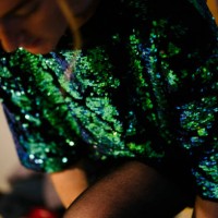 close up of a young woman wearing a sequin dress - fashion stock pictures, royalty-free photos & images
