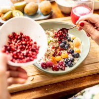 close up of healthy fruit bowl - superfood with yogurt and fruits - food stock pictures, royalty-free photos & images