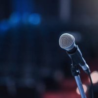 close up of microphone in concert hall or conference room - concert stock pictures, royalty-free photos & images