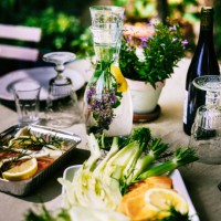 close up of nice dinner table for barbecue. - garden decoration photos et images de collection