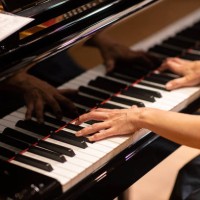 close up of pianist playing the piano at concert - concert stock pictures, royalty-free photos & images
