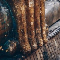 close up of the fingers of bronze buddha statue in buddhist temple. - nails art stock pictures, royalty-free photos & images