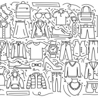 clothes and accessories related objects and elements. hand drawn vector doodle illustration collection. hand drawn pattern design - fashion stock illustrations