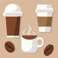 coffee cup and beans - junk food stock illustrations
