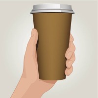 coffee cup in hand - junk food stock illustrations