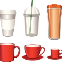 coffee cup set - junk food stock illustrations