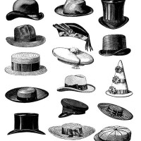 collection of old-fashion vintage male classic hats all types - fashion stock illustrations
