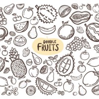 collection of various mixed fruits. hand drawn. - food stock pictures, royalty-free photos & images