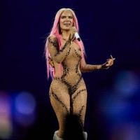 Colombian singer Karol G performs on stage during the 