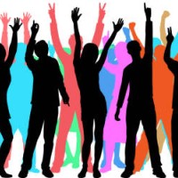 colorful crowd of people (all people are complete and moveable) - concert stock illustrations