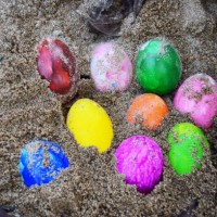 colorful easter eggs in nest on meadow - garden decoration stock pictures, royalty-free photos & images