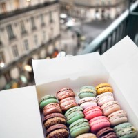 colorful macarons in box - food stock pictures, royalty-free photos & images