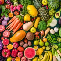colorful raw fruits and vegetables varied vegan food, vivid rainbow arrangement - food stock pictures, royalty-free photos & images