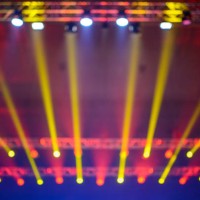 colorful spotlights above stage during music performance. - concert stock pictures, royalty-free photos & images