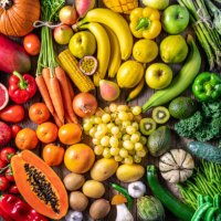colorful vegetables and fruits vegan food in rainbow colors - food stock pictures, royalty-free photos & images