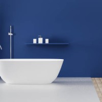 computer generated image of bathroom with bathtub, metal faucets and glasses, wooden and metal floor, 3d rendering - home decoration stock pictures, royalty-free photos & images