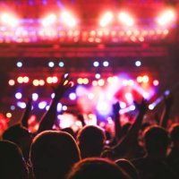 concert crowd cheering, concert audience cheering at live music venue, nightlife - concert stock pictures, royalty-free photos & images
