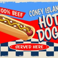 coney island hot dogs retro vintage diner sign design concept - junk food stock illustrations