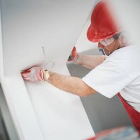 construction worker finishing a drywall. - home decoration stock pictures, royalty-free photos & images