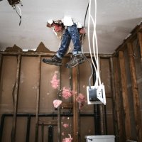 contractor man doing home improvement and demolition - home decoration stock pictures, royalty-free photos & images