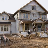contractor working on house at construction site - home decoration stock pictures, royalty-free photos & images