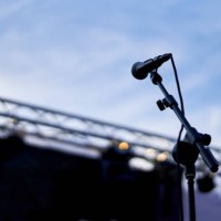 copy space microphone black color standing with clipping path isolated no people - concert stock pictures, royalty-free photos & images