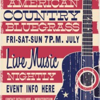 country bluegrass festival retro show style retro poster typography design template with textured acoustic guitar with american flag - concert stock illustrations