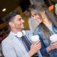 couple dating and having a cup of coffee - junk food stock pictures, royalty-free photos & images
