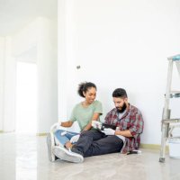 couple doing a repair in new home and relaxing,renovation,repair and family concept. - home decoration stock pictures, royalty-free photos & images