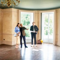 couple meeting with architect in new house - home decoration stock pictures, royalty-free photos & images