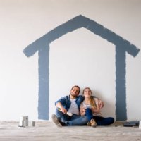 couple painting their house and daydreaming about how itâs going to look - home decoration stock pictures, royalty-free photos & images