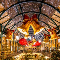 covent garden market decorated for christmas in winter, london, england, uk - garden decoration stock pictures, royalty-free photos & images