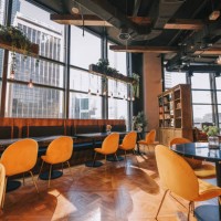 cozy restaurant interior design with yellow chair - home decoration stock pictures, royalty-free photos & images