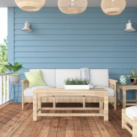 cozy terrace with bamboo furniture - garden decoration stock pictures, royalty-free photos & images