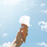 creative picture of an ice cream cone made of cloud. - food stock pictures, royalty-free photos & images