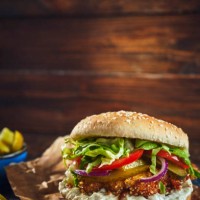 crispy chicken burger with cheese, tomato, onions and green salad - junk food stock pictures, royalty-free photos & images