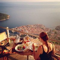 croatia, dubrovnik, dinner at balcony - food stock pictures, royalty-free photos & images
