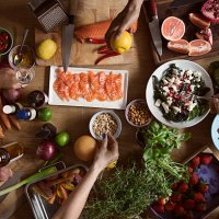 cropped image of hands preparing food on table - food stock pictures, royalty-free photos & images