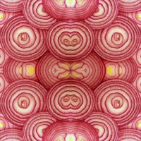 cross sections of a red onion stacked and manipulated to create duplicates - food stockfoto's en -beelden