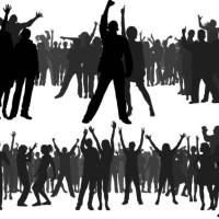 crowd (all people are complete and moveable) - concert stock illustrations
