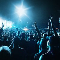 crowd at a music concert - concert stock pictures, royalty-free photos & images