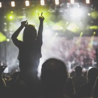 crowd at rock music concert - concert stock pictures, royalty-free photos & images