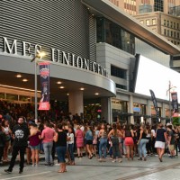 Crowd enters through the front doors to see the Jonas Brothers perform in concert at the Times Union Center on Monday, Aug. 19, 2019 in Albany, N.Y.