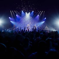 crowd of people at music concert - concert stock pictures, royalty-free photos & images
