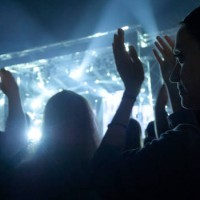 crowd of people at music festival dancing and enjoying music - concert stock pictures, royalty-free photos & images